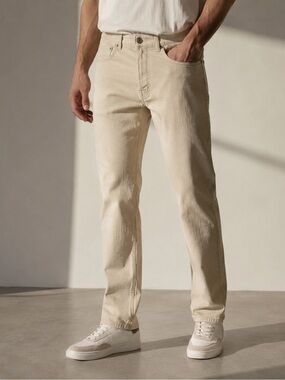 Men's Straight-Leg Jeans in Beige